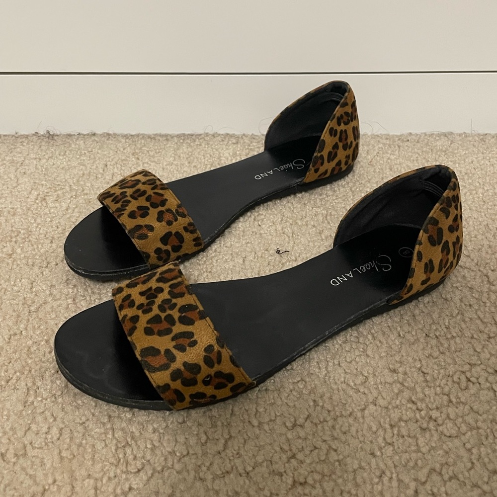 Faux Fur Leopard Print Sandals